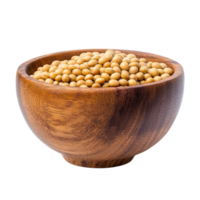 Soybeans in a wooden bowl on a transparent background, perfect for culinary and healthfocused presentations, Soy beans in wood bowl isolated on transparent background png