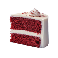 A delectable slice of red velvet cake with creamy frosting displayed on a clean blue background, Solo Red Velvet Cake slice on a clean background, format with png