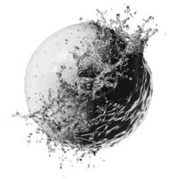 Dynamic water splash emerging from a hemispherical surface in a minimalist setting, Water splash flowing out from hemisphere shape png