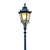 An elegant old street lamp illuminated against a pure transparent background for artistic display and focus, old street lamp isolated transparent background png