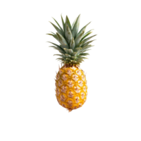 A vibrant pineapple fruit floating against a neutral background in a whimsical display of natures beauty, Flying pineapple fruit png