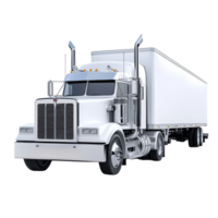 A transparent truck with a trailer parked in isolation on a plain transparent background, showcasing its design and structure, truck isolated on transparent background png