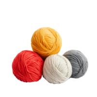 Soft wool yarn balls in vibrant colors displayed on a clean transparent background for crafting enthusiasts, Wool soft yarn balls on a transparent background png