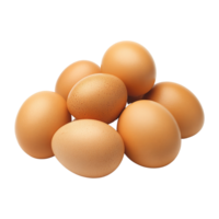A cluster of fresh brown eggs on a clean transparent background, highlighting their natural texture and color variations, eggs on transparent background png