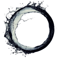 Water splashes dramatically from a circular pattern creating a stunning visual effect in a minimalist setting, Water splashing out from circle shape isolated png