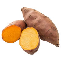 Fresh sweet yam potatoes sliced and displayed against a clean transparent background for culinary uses, sweet yam potato isolated on transparent background png