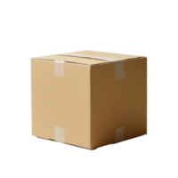 A simple corrugated box stands on a transparent background, showcasing its unadorned design and functional purpose in packaging and shipping, Corrugated Box on transparent background png