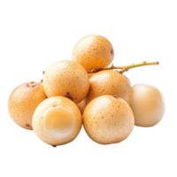 Fresh longan fruit cluster displayed on a clean transparent background highlighting its unique texture and color, Longan isolated on transparent background png