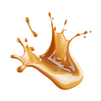 Golden caramel liquid splash isolated on a clean transparent background with dynamic droplets and flowing texture, Golden Caramel Liquid Splash isolated on transparent background png