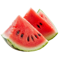 Freshly sliced watermelon pieces isolated on a clean transparent background for summer enjoyment and healthy eating, Sliced of watermelon isolated on transparent background png