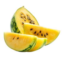 Fresh yellow watermelon slices isolated on a transparent background perfect for summer refreshment and healthy snacks, yellow watermelon isolated on transparent background png