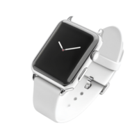 Modern wrist smartwatch mockup featuring a sleek transparent strap on a minimalist background, wrist smart watch mockup with black strap, file of isolated object with shadow on transparent background png