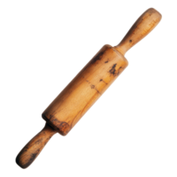 Wooden rolling pin rests on a clean surface, ready for baking and culinary creations in a kitchen setting, Wooden rolling pin isolated png