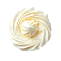 Delightful velvety whipped cream swirl beautifully isolated on a transparent background for various dessert toppings, Velvety Whipped Cream Swirl isolated on transparent background png