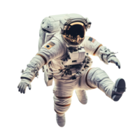 A cosmonaute floating gracefully in space, captured against a transparent background while exploring the cosmos, Cosmonaute on transparent background png