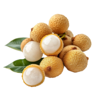 Delicious longan fruit arranged on a transparent background showcasing its sweet, translucent flesh, longan sweet fruit on transparent background png