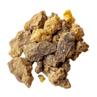Asafoetida resin pieces on a transparent background showcasing earthy texture and color, asafoetida transparent background png