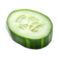 Freshly sliced cucumber on a clean transparent background, showcasing its vibrant green color and juicy texture, Fresh slice cucumber isolated on transparent background png