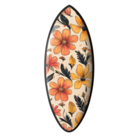 Retro floral surfboard featuring vibrant patterns against a simple transparent background, perfect for beach activities, surf board with retro pattern transparent background png