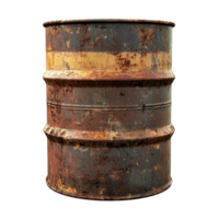 Old rusty oil barrel isolated on a plain background, showcasing its weathered texture and unique patterns, old rusty oil barrel isolated png