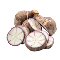 Sliced taro root isolated on a transparent background showcasing its unique texture and color variations, taro sliced isolated on transparent background png