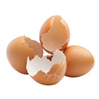 Fresh chicken eggs in broken shells arranged beautifully on a transparent background for culinary inspiration or food photography ideas, chicken eggs in broken eggshells on transparent backgroundfile png