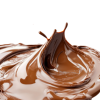 Melted chocolate swirls on a transparent background, showcasing its rich texture and glossy sheen in dessert prep, Melted chocolate isolated png