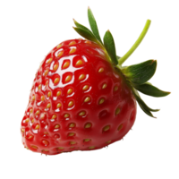 Fresh red strawberry isolated on a transparent background showcasing its vibrant color and seed texture, Red strawberry isolated png