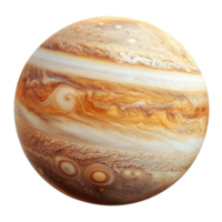 Jupiter planet with distinct bands and storms isolated on a clean transparent background for educational use, jupiter planet isolated on transparent background png