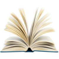 An open book with abstract pages turning, showcasing the beauty of literature and imagination, Open book with abstract turning pages isolated on transparent background png