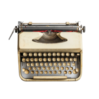 Vintage typewriter resting on a clean transparent background, showcasing its timeless charm and intricate design details, Vintage typewriter on transparent background png