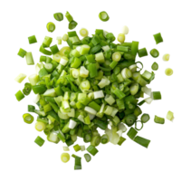 Chopped green onions on a transparent background showcasing fresh culinary ingredients for various dishes, chopped green onions on transparent background png