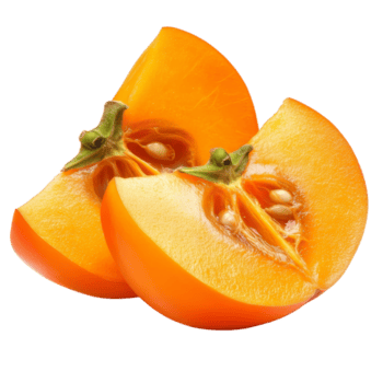 Slices of ripe persimmons isolated on a transparent background, showcasing their vibrant color and unique texture, slice ripe persimmons isolated on transparent background png