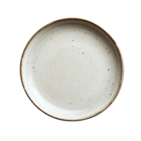 This minimalist ceramic plate is displayed from a top view on a clean transparent background, top view plate on transparent background png