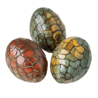 Mythical dragon eggs resting on a transparent background showcasing unique textures and colors, Mythical Dragon Eggs on transparent background png