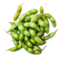 Fresh edamame soybeans clustered together on a clean transparent background showcasing their vibrant green color, edamame soy beans isolated on transparent background png