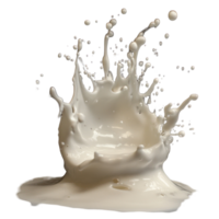 Dynamic splash of milk frozen in motion above a reflective surface against a dark backdrop, Milk splashing png