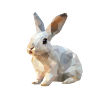 Geometric polygonal rabbit in minimalistic style showcasing unique triangular shapes on a transparent background, Polygonal rabbit on transparent background. Geometric polygonal rabbit transparent png
