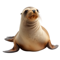 A relaxed sea lion poses serenely against a clean transparent background, showcasing its features, a sea lion isolated on transparent background png