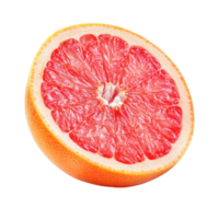 Half pink grapefruit resting on a clean transparent background ready for use in various culinary dishes, half pink grapefruit citrus fruit isolated on transparent background png