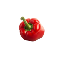 Fresh red sweet pepper placed on a simple gray plate against a clean transparent background for culinary presentation, red sweet pepper in plate on transparent background png