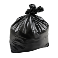 A black garbage bag filled with waste isolated against a clean transparent background, Isolated Black Garbage Bag on transparent background png