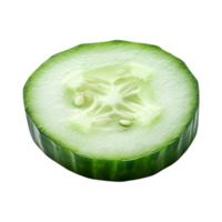 Fresh cucumber slice isolated on a clean transparent background, showcasing its vibrant green color and juicy texture, Cucumber slice isolated on transparent background png