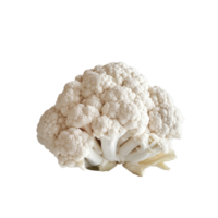 Fresh cauliflower resting on a clean transparent surface against a light backdrop, showcasing its unique texture and natural shape, Cauliflower on transparent background png