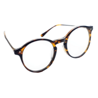Stylish tortoiseshell glasses frame displayed on a transparent background for a clear view and perfect detail, glasses frame isolated on transparent background png