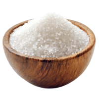 Gravel sugar in a wooden bowl against a clean transparent background, perfect for culinary uses and stylish displays, gravel sugar in wood bowl on transparent background png