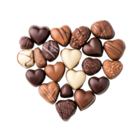 Assorted heartshaped chocolates arranged in a decorative pattern on a transparent background for special occasions, Heart shape chocolate isolated png