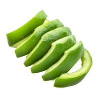 Sliced green pepper sections isolated on a clean transparent background for culinary presentations and recipes, Sliced green pepper isolated on transparent background png