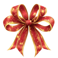 Elegant red and golden ribbon bow perfect for adding a decorative touch to gifts and presents during festive occasions, red and golden ribbon bow for presents or gift isolated png