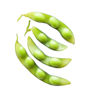 Fresh green edamame beans arranged on a clean transparent background for an appetizing display of healthy snacks, Edamame beans isolated on transparent background png